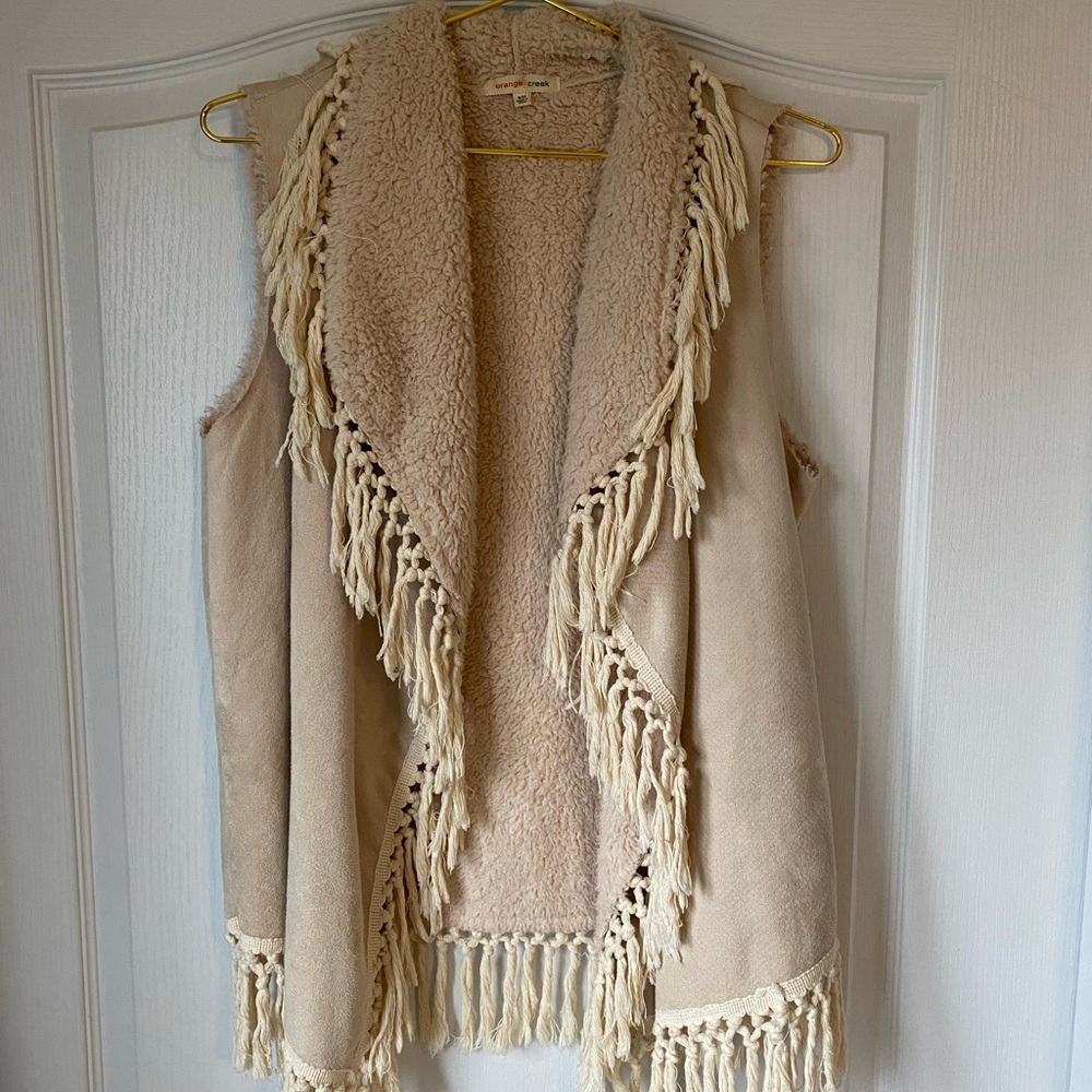 Orange Creek Sherpa tassel vest
